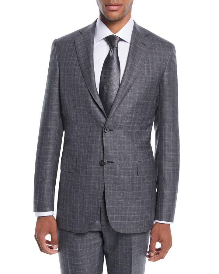 Men's Plaid Wool-silk Two-piece