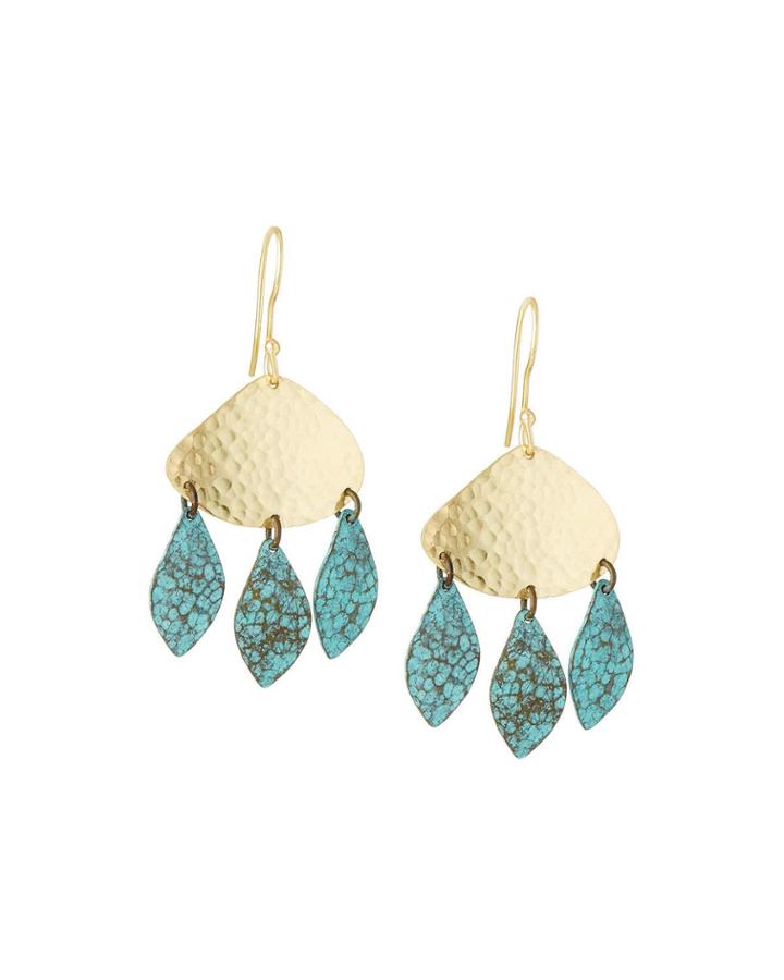 East-west Drop Earrings W/ Patina Dangles