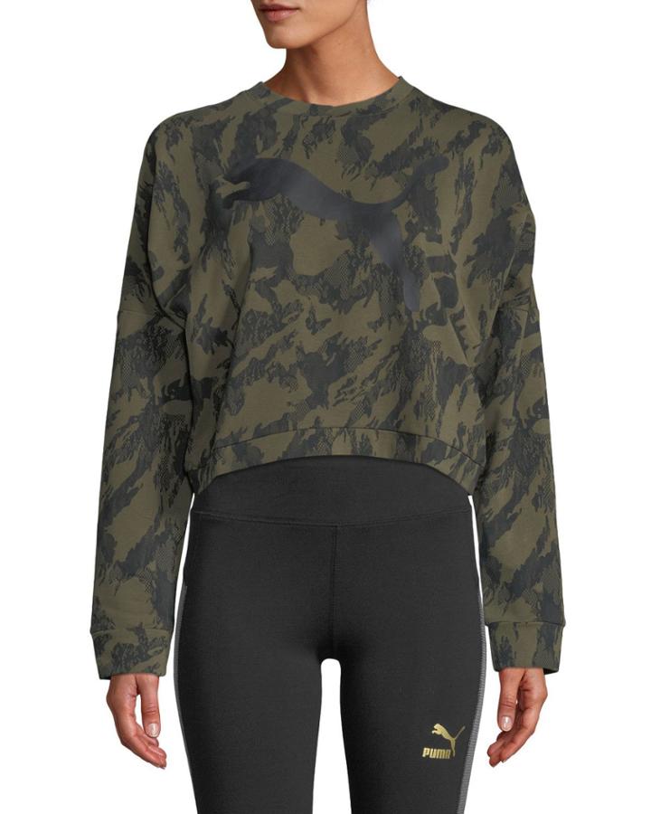 Rebel Cropped Camo Crewneck