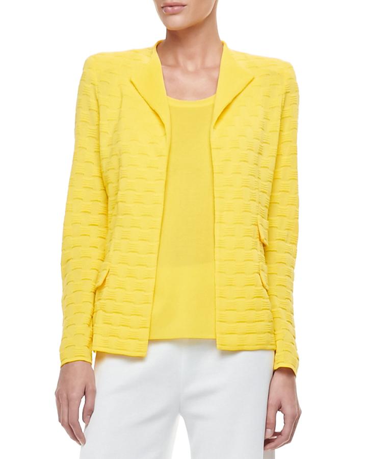 Misook Plus Lilly Texture Jacket, Petite, Women's, Size: Pm (10/12), Tahiti Yellow