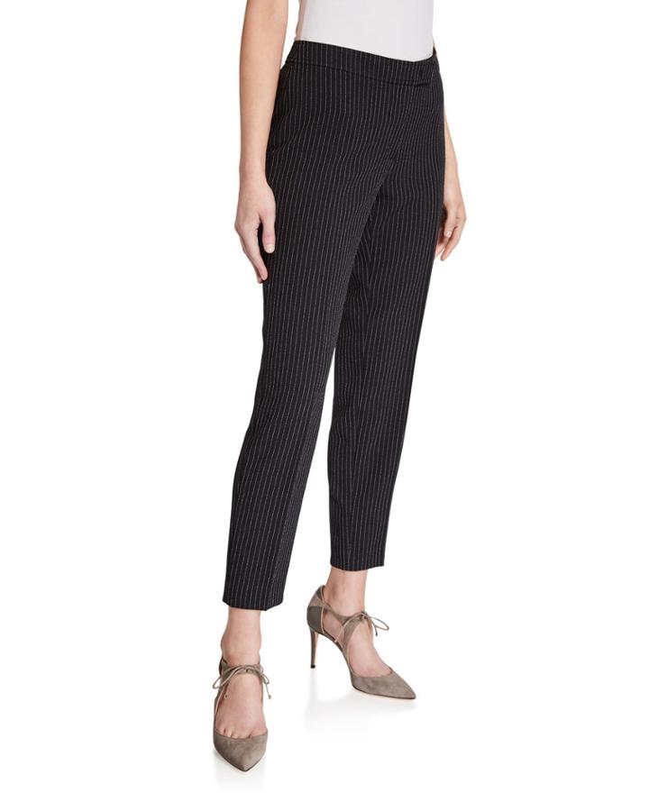 Crepe Pinstripe Ankle Pants