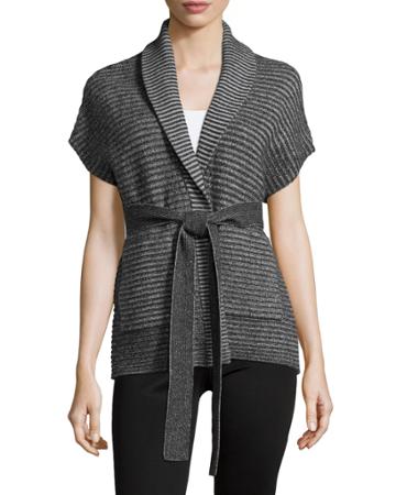 Todd And Duncan Cashmere Belted Cardigan, Charcoal (grey), Women's,