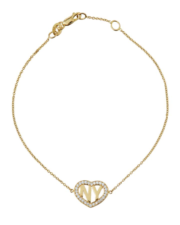 14k Gold Diamond Ny Heart Bracelet