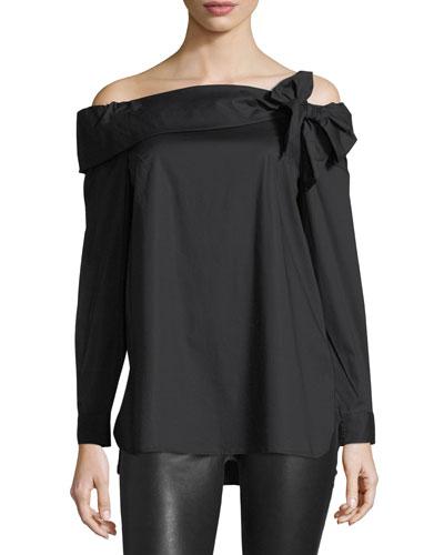 Off-the-shoulder Bow-front Blouse