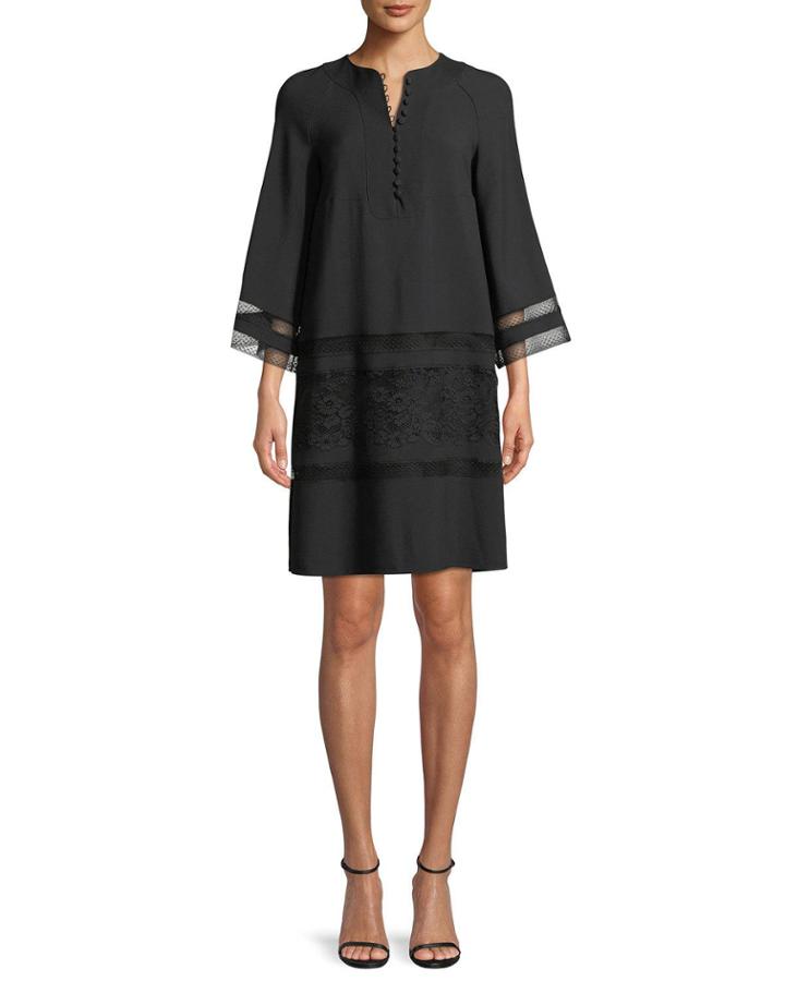 Bell-sleeve Light-cady Dress With