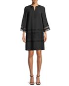 Bell-sleeve Light-cady Dress With