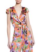 Zabel Floral-print Cropped Wrap Top