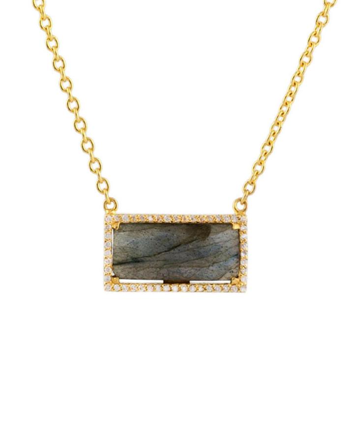 Elements 22k Labradorite Pendant Necklace W/ Diamonds