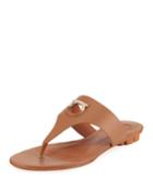 Enfola Flat Calfskin Thong Sandals,