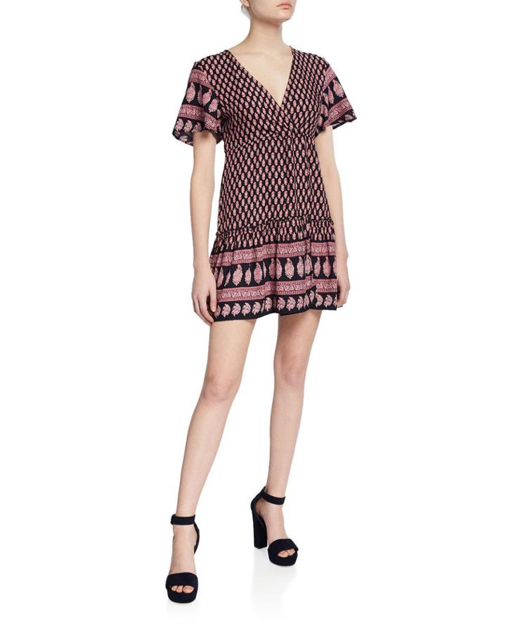 Avah Printed Short Wrap Dress