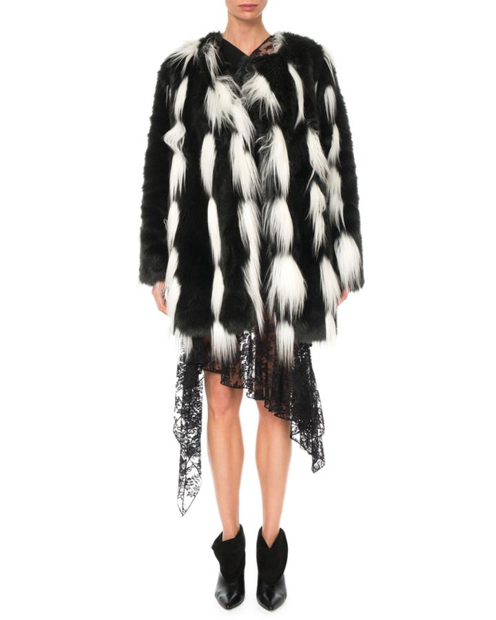 Monochrome Faux-fur Coat
