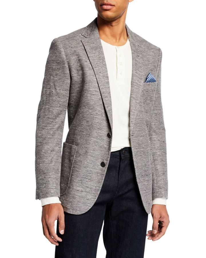 Men's Knit Two-button Blazer, Gray