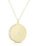 Moon & Star Disc Pendant Necklace, White