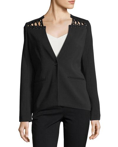 Lacing Detail One-button Blazer