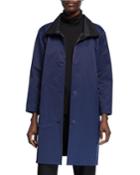 Plus Size Reversible Button-front Coat With