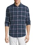 Men's Long-sleeve Button-front Dobby Plaid
