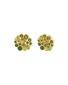 Pointelle 22k Gold Garnet And Emerald Earrings