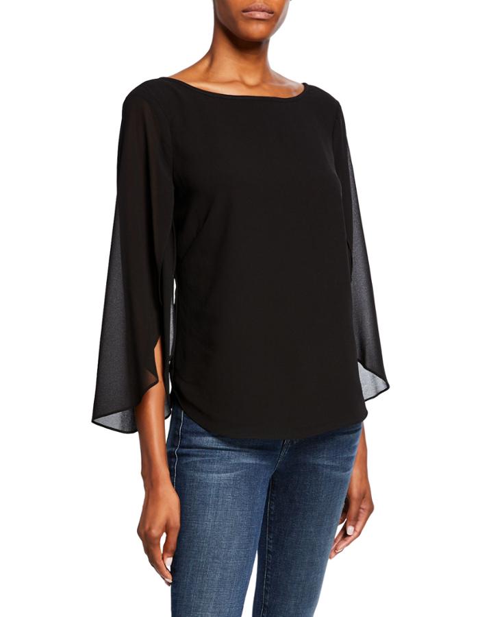 Lulu Open-sleeve Chiffon Blouse