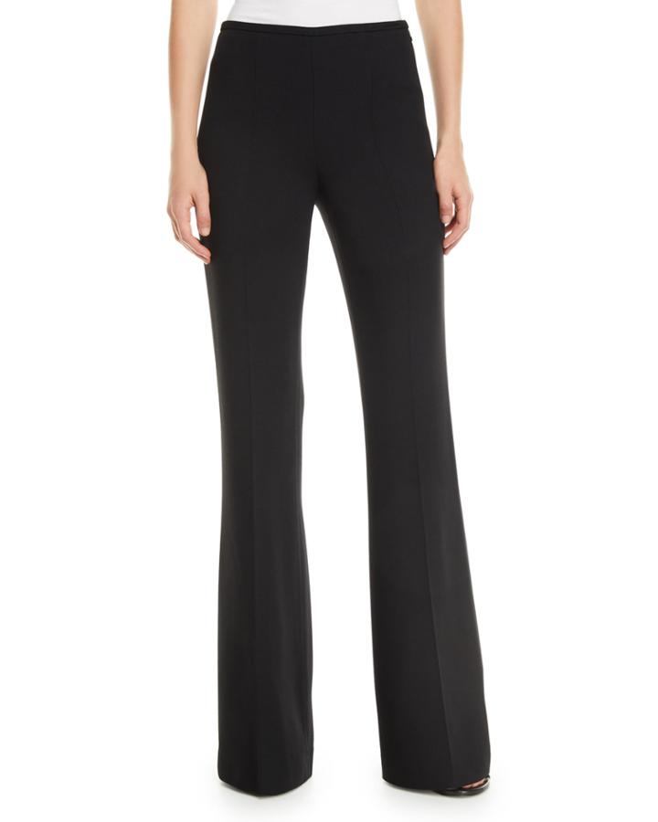Side-zip Flare-leg Crepe Pants