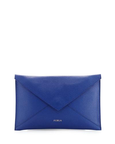 Elle Leather Clutch Bag, Blue