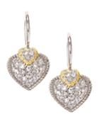 Judith Ripka Pave Sapphire Heart Drop Earrings, Women's