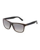 Havana Square Sunglasses, Brown/green