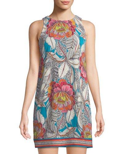 Macee Sleeveless Floral Jersey Shift Dress,