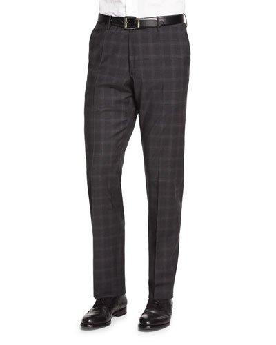 Super 150s Plaid Trousers, Gray