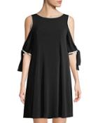Cold-shoulder Tie-sleeve A-line Dress