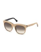 Two-tone Pebbled Acetate Sunglasses, Matte Tan/black