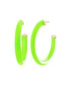 Oval Lucite Hoop Earrings, Neon Green
