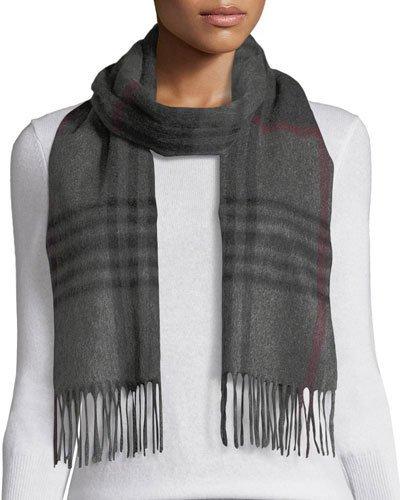 Cashmere Waterweave Grid Plaid Fringe