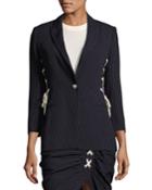 Taylor Striped Lace-up Side Blazer, Navy