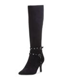 Zoel Tall Suede Studded Boot, Navy