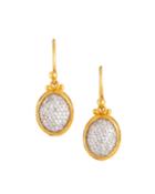 24k Amulet Diamond Pav&eacute; Drop Earrings