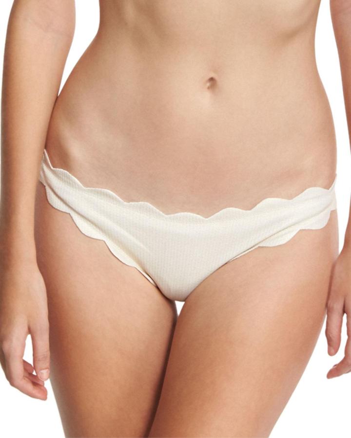Antibes Scalloped Swim Bottom, Metallic Champagne