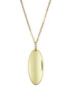18k Hollow Oval Pendant Necklace