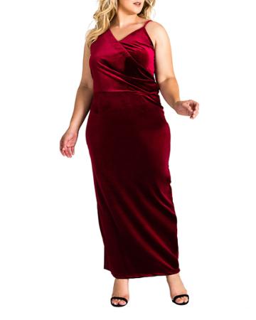 Plus Size Reagan Maxi Asymmetrical Velvet Dress