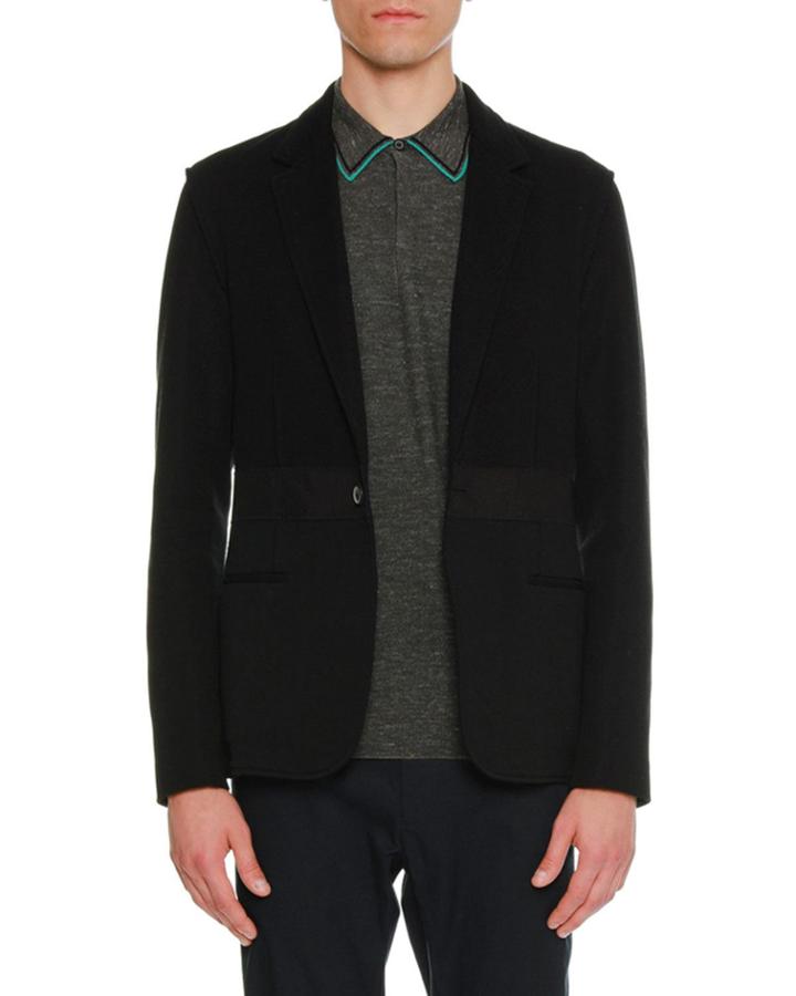 Mixed-media One-button Jacket