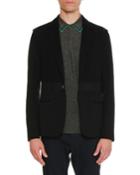 Mixed-media One-button Jacket