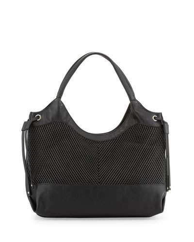 Dallas Woven Tote Bag, Black