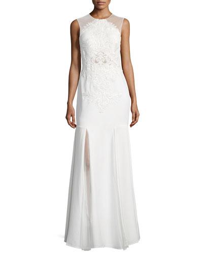Beaded Lace A-line Gown