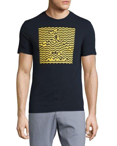 Optical Penguin-graphic Jersey T-shirt, Blue