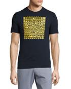 Optical Penguin-graphic Jersey T-shirt, Blue