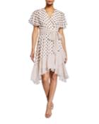 Polka Dot Faux Wrap Dress