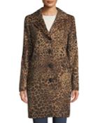 Leopard-print Button-down Coat