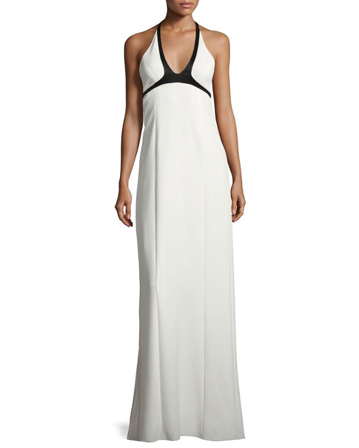 Two-tone Crepe Halter Gown