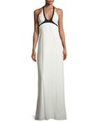 Two-tone Crepe Halter Gown