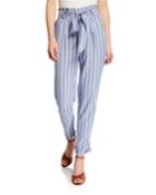 Striped Paperbag-waist Pants