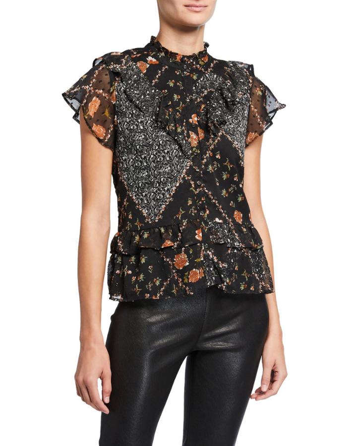 Irene Ruffled Floral-print Top